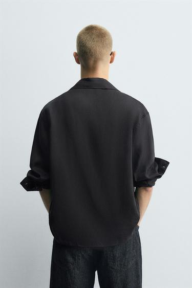 CHEMISE 100 % LIN - Noir de Zara - Image 2