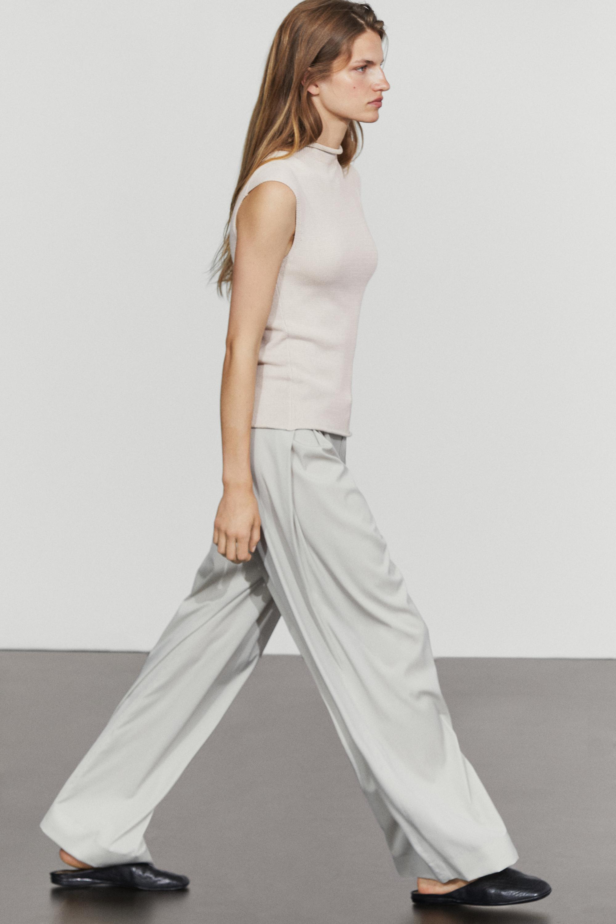 Cotton blend high neck knit top
