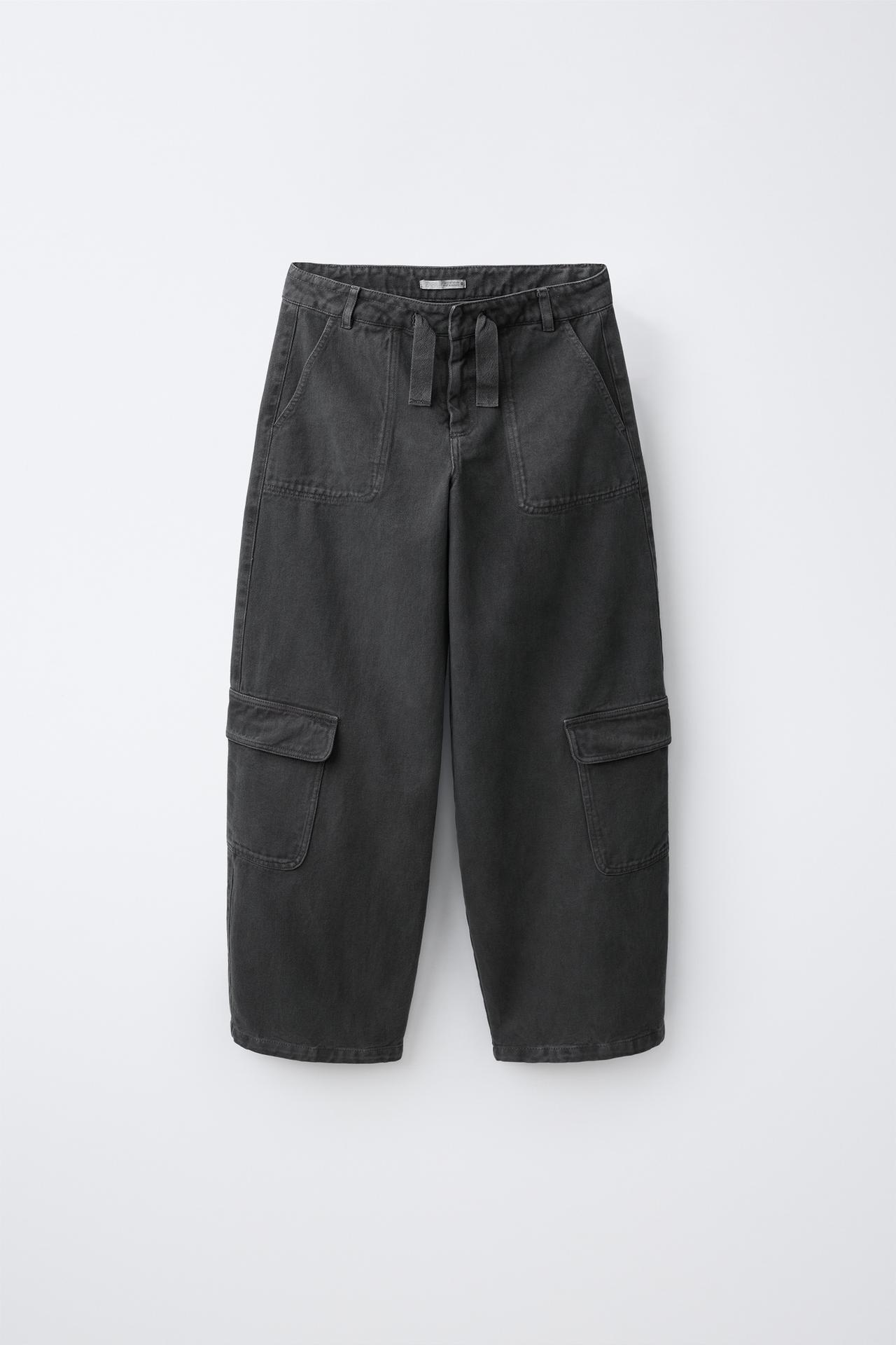 WIDE LEG CARGO PANTS — Anthracite grey