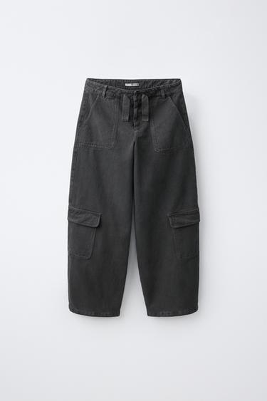 WIDE LEG CARGO PANTS — Anthracite grey 1