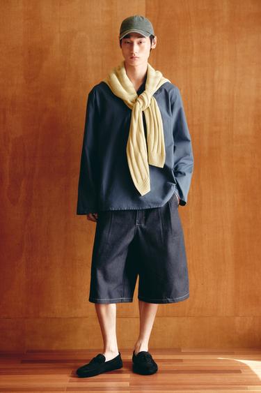 WIDE-FIT DENIM BERMUDA SHORTS - Indigo by Zara