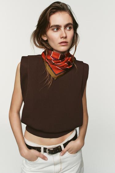 PAÑUELO VISCOSA 100% ESTAMPADO RAYAS - Rojo de Zara - Imagen 0