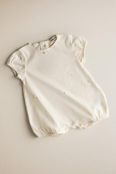 CHILDREN'S RABBIT AND FLORAL ROMPER - Oyster-white by Zara - Image 4