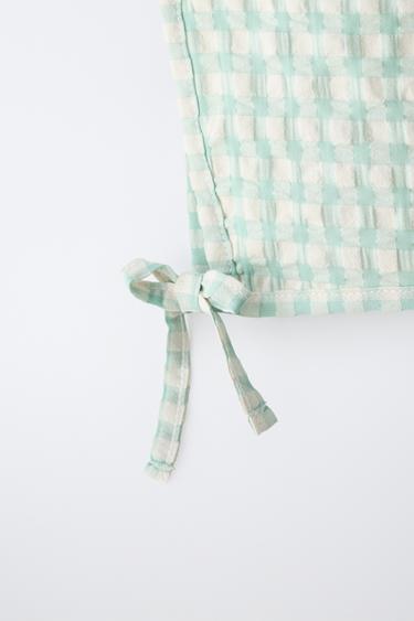 BONNET À CARREAUX VICHY - Vert d'eau de Zara - Image 1