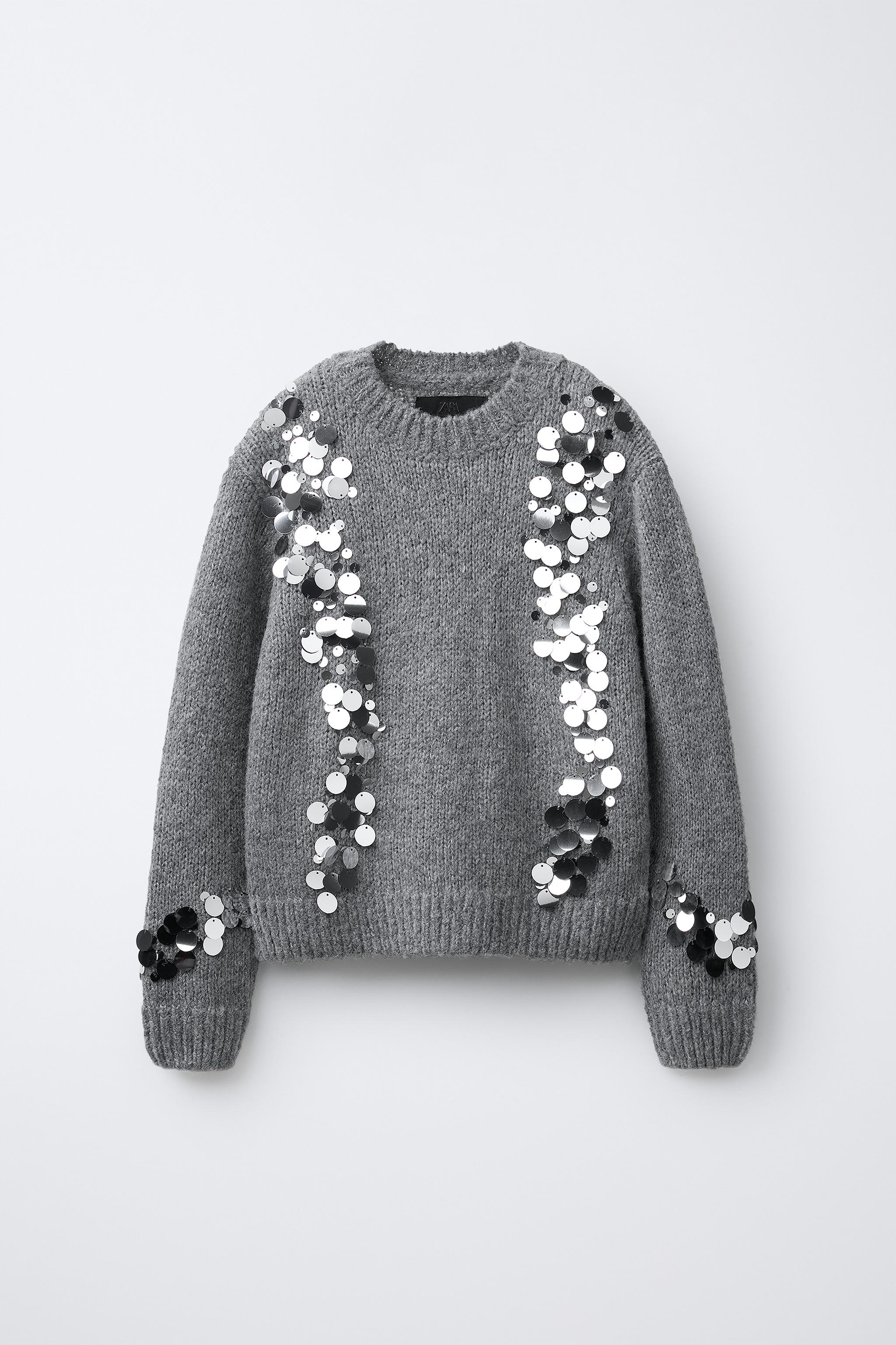 ユリ SEQUIN KNIT JUMPER - Mid-gray | ZARA United States