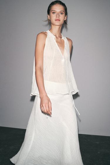 ZW COLLECTION 100% LINEN MIDI SKIRT - Ecru by Zara - Image 5