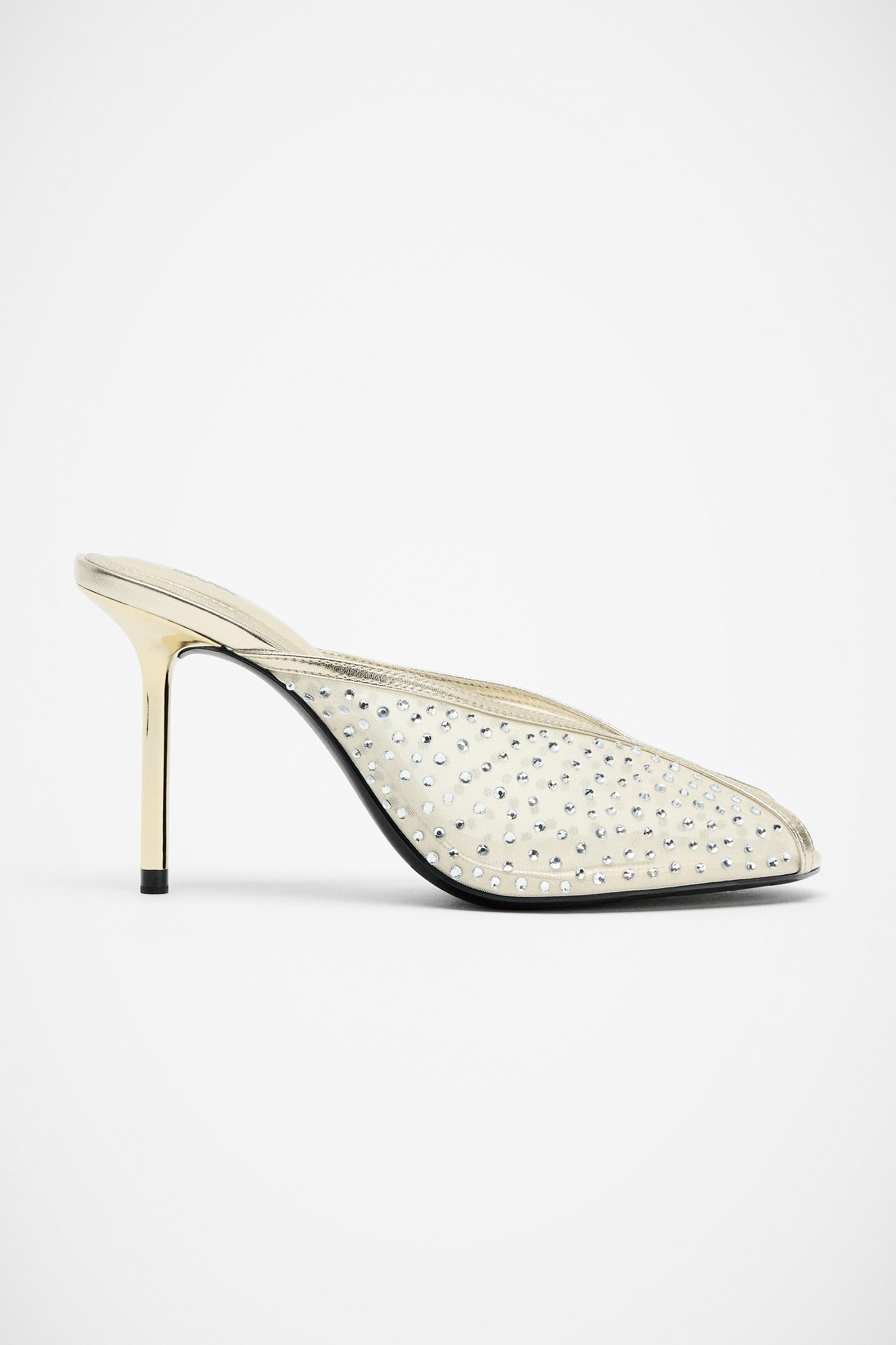SHINY MESH MULE SANDALS