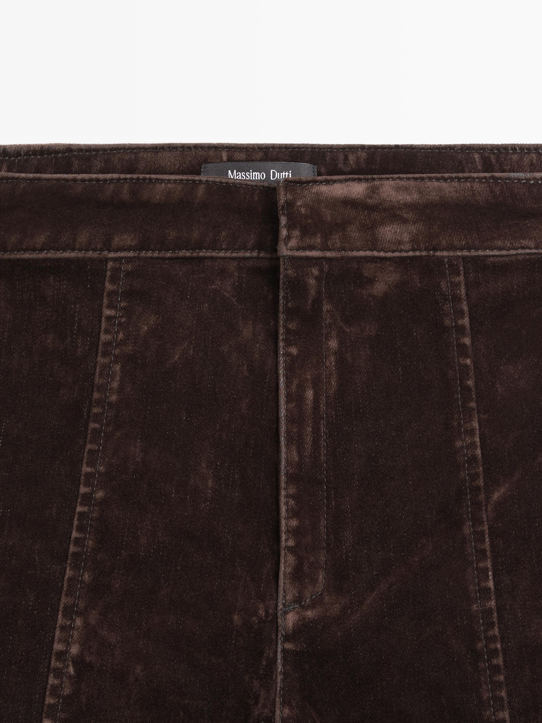 Jean flare taille haute effet velours