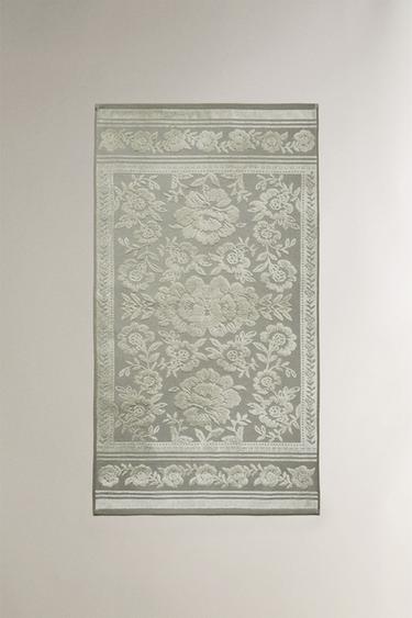 VELOUR JACQUARD BATH TOWEL - Морський зелений Zara