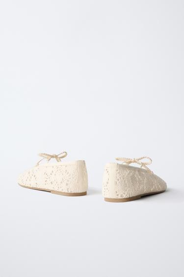 CROCHET BALLET FLATS - White by Zara - Image 4