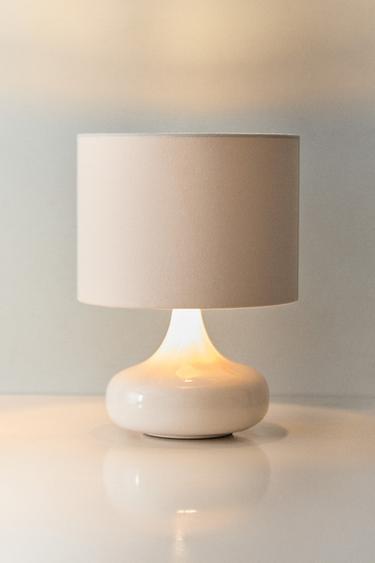 Zara SMALL TABLE LAMP WITH CERAMIC BASE - Ecru