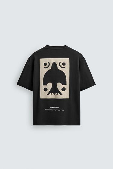 SWEAT INTERLOCK BRODÉ IMPRIMÉ BIMATIÈRE - Noir de Zara - Image 6