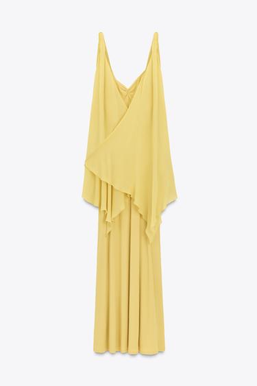 ROBE LONGUE CAPE NŒUDS LIMITED EDITION - Jaune citron de Zara - Image 2