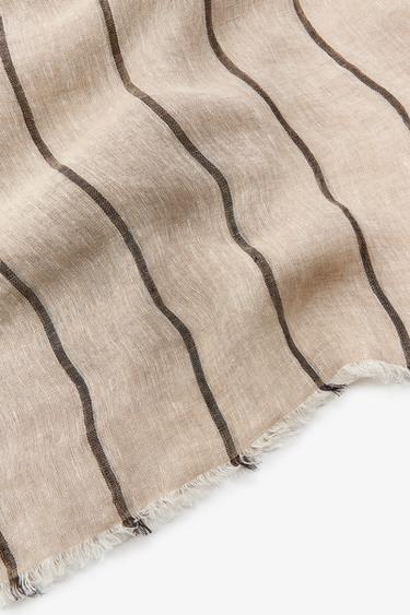 FOULARD 100 % LIN RAYÉ - Sable de Zara - Image 4