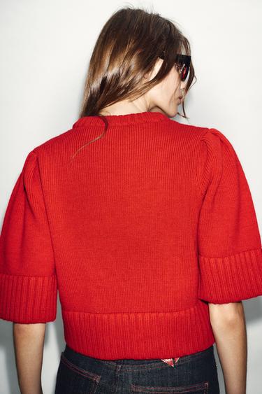HAUT EN MAILLE À MANCHES COURTES - Rouge de Zara - Image 3