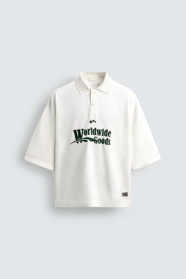 EMBROIDERED BOXY FIT POLO SHIRT - White by Zara - Image 6