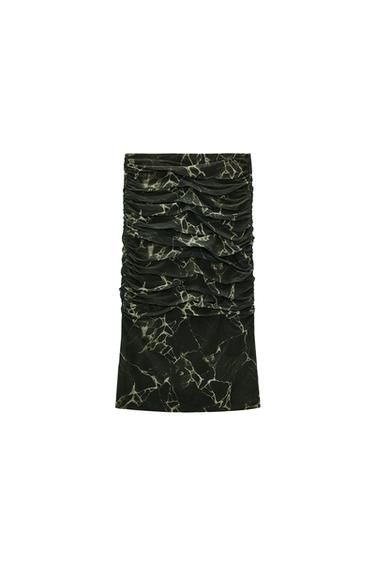 DRAPED TULLE MIDI SKIRT