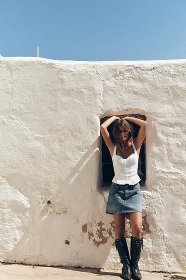 TOP CORSETERO BORDADOS - Blanco de Zara