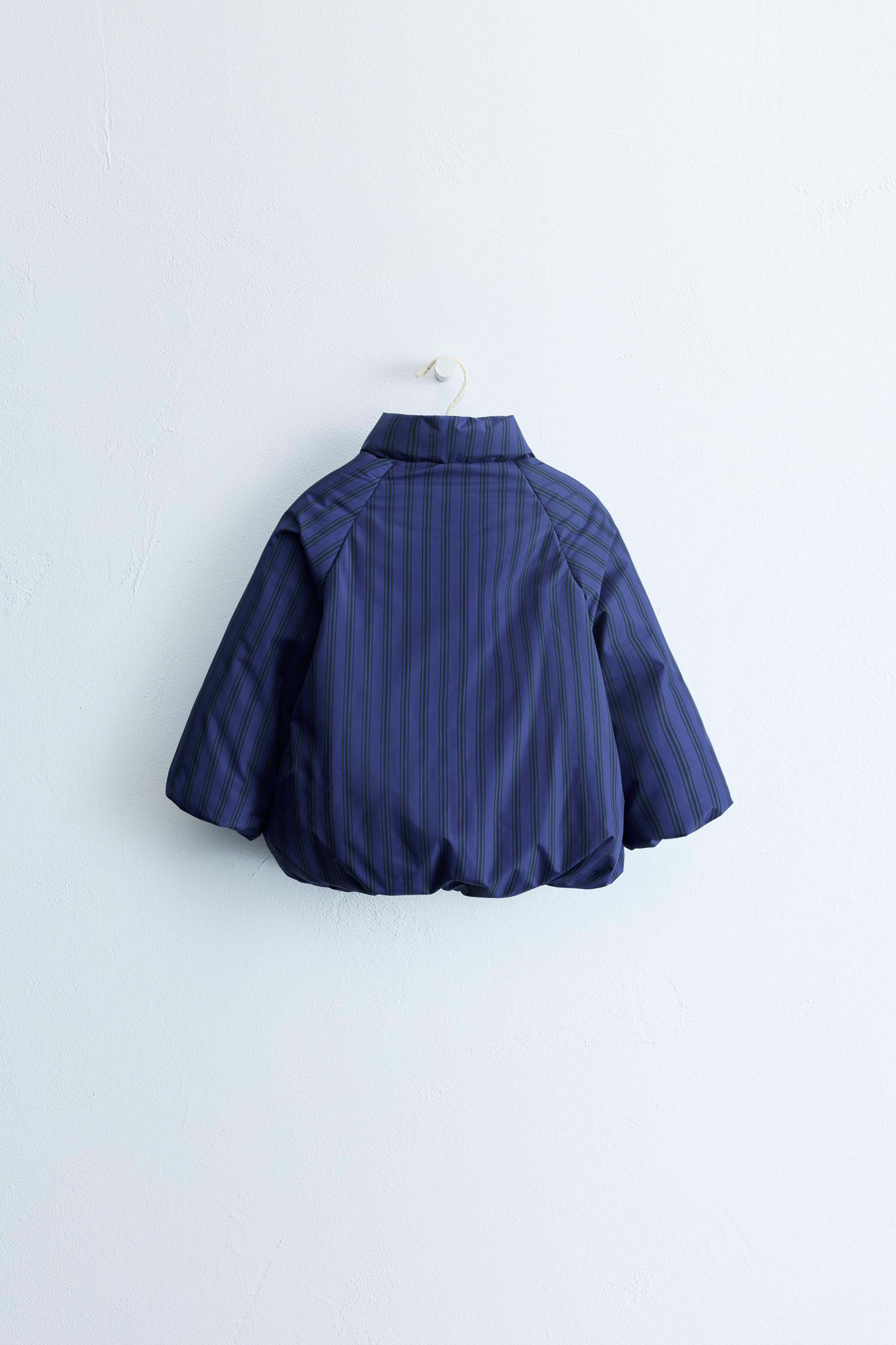 ZARA TIMELESS - STRIPED COAT WITH DETACHABLE HOODIE AND FROG FASTENING