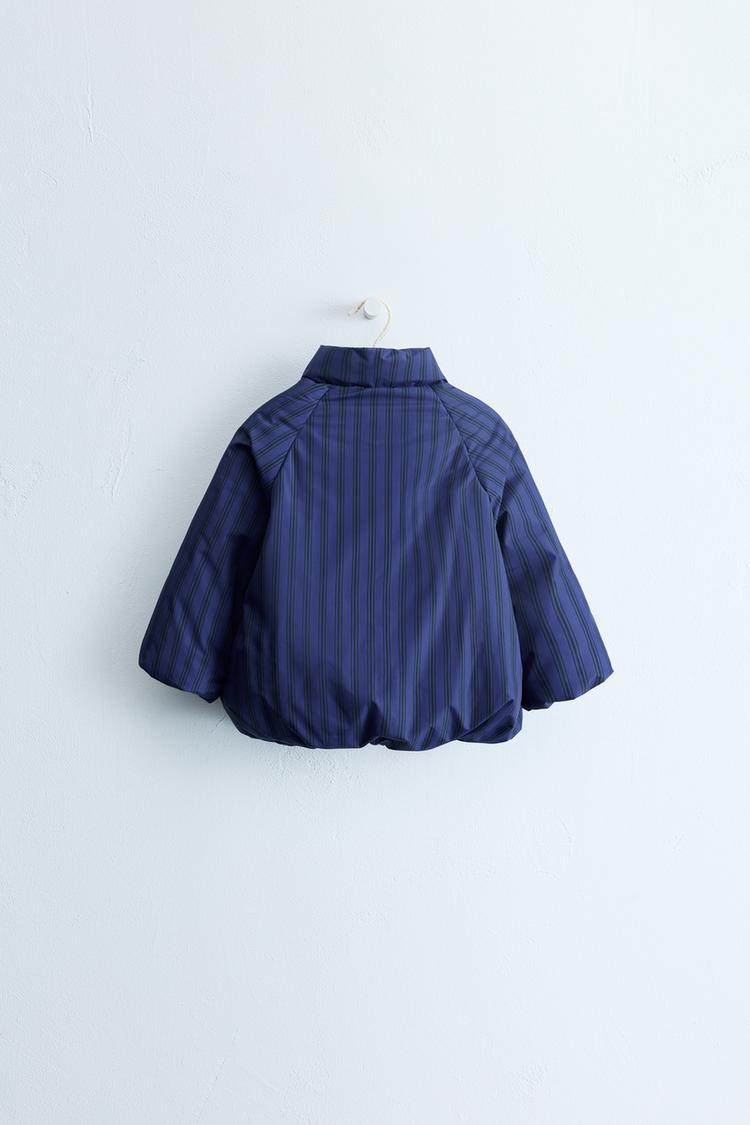 ZARA TIMELESS - Abrigo a rayas con capucha desmontable y cierre frog 5