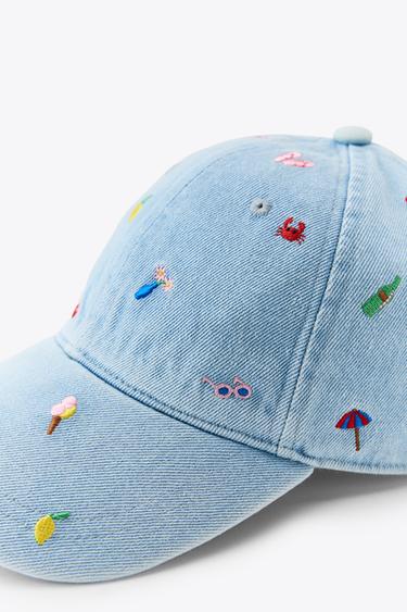 EMBROIDERED DENIM CAP - Blue by Zara - Image 1