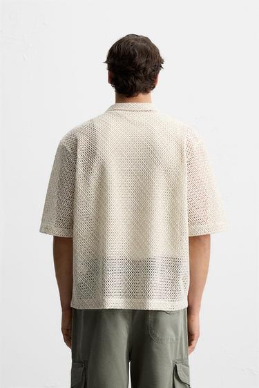 TEXTURED SHIRT WITH CUTWORK - Beige-pink by Zara - Image 2