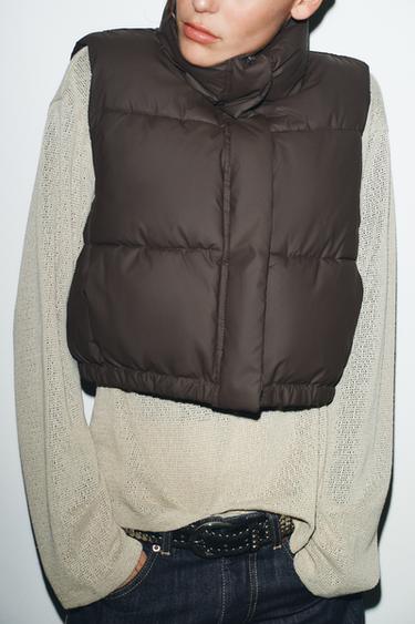 RUBBERISED PADDED GILET - Dark brown by Zara - Image 2