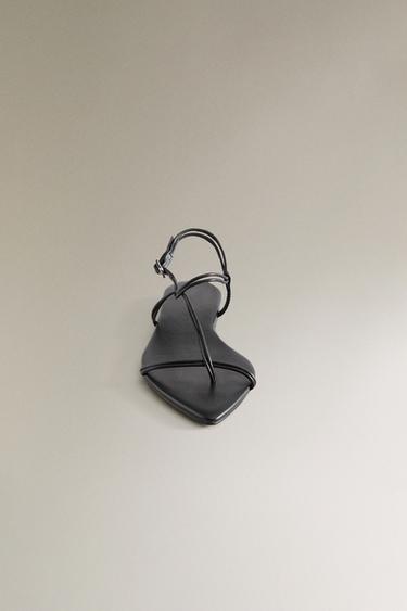 STRAPPY LEATHER SANDALS - Black by Zara - Image 4