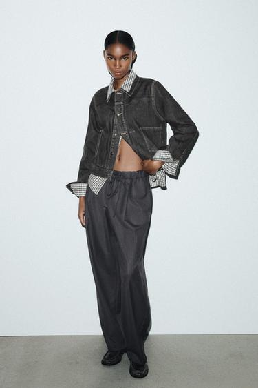 PANTALON À PLIS - Bleu marine de Zara