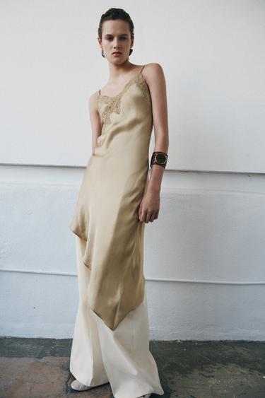 ZW COLLECTION ASYMMETRIC SATIN DRESS - Light beige by Zara
