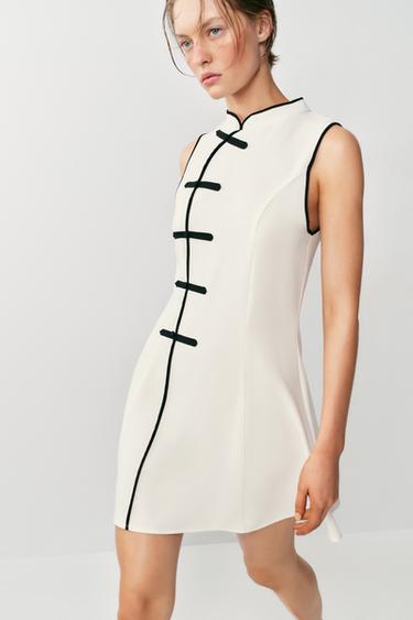 SHORT DRESS WITH FROG FASTENING - Ecru by Zara - Image 2