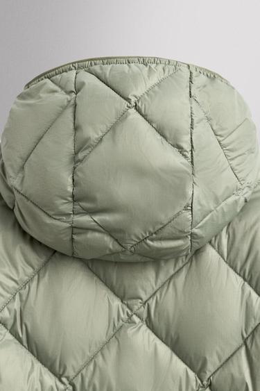 HOODED 100% FEATHER DOWN PUFFER JACKET - Light green by Zara - Image 9