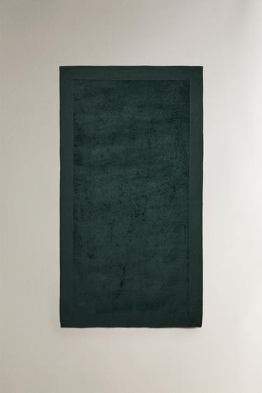 TOALLA PLAYA ALGODÓN CENEFA LINO - Verde de Zara