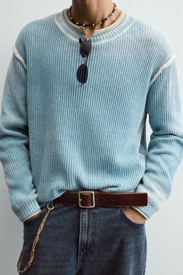 PULL RÉVERSIBLE COUPE DÉCONTRACTÉE - Bleu clair de Zara - Image 5