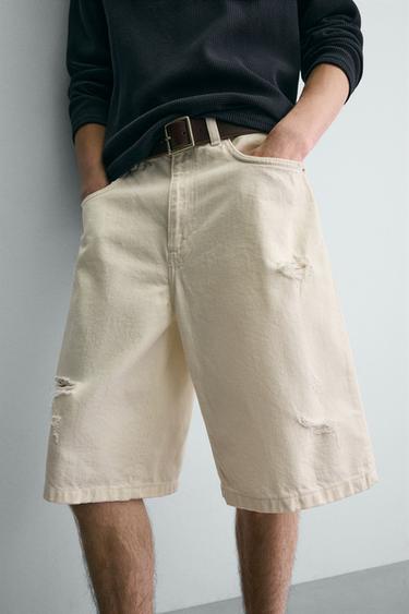 BERMUDA DENIM BAGGY FIT - Blanc cassé de Zara - Image 5