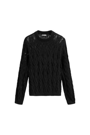 TEXTURED OPEN-KNIT SWEATER