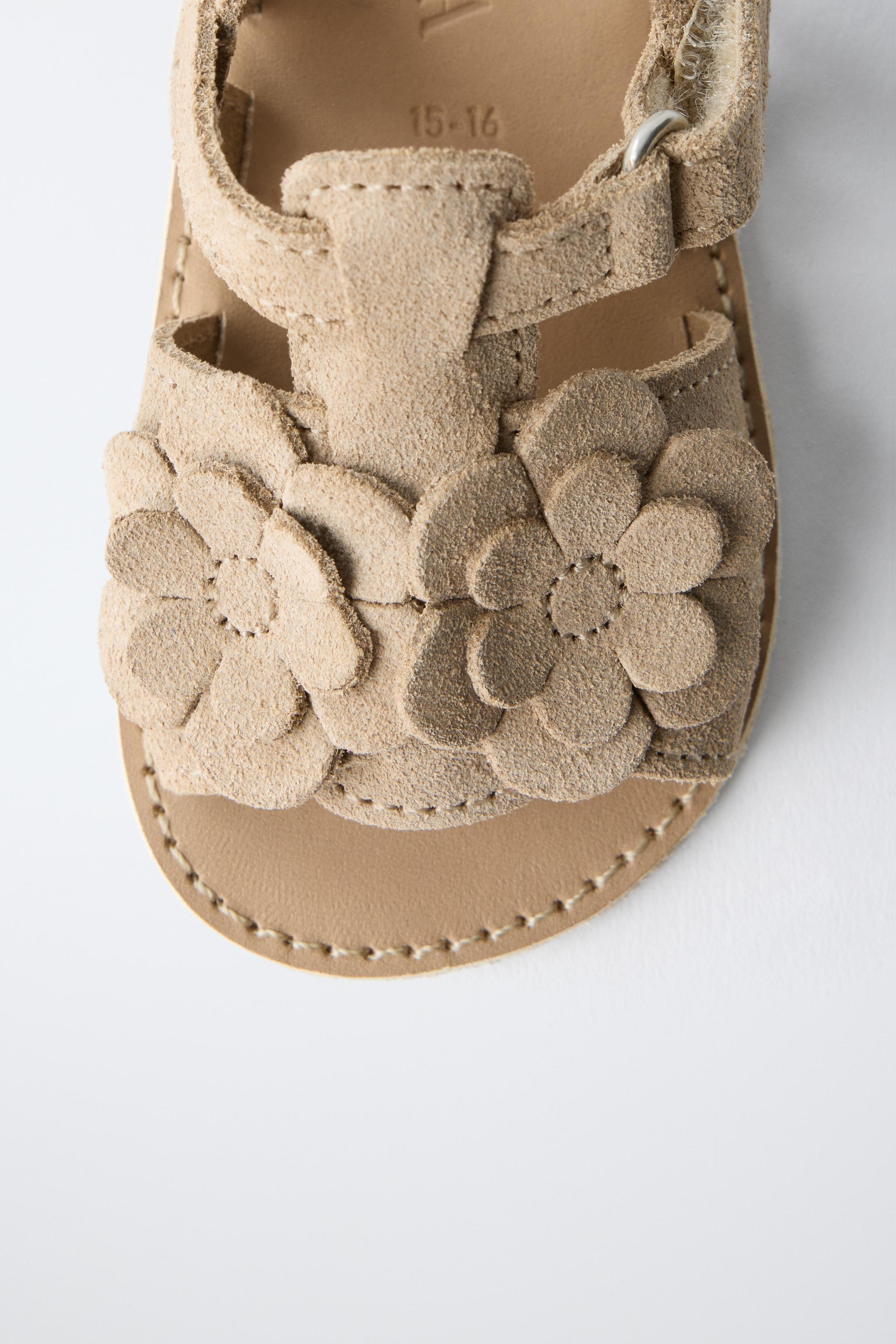 Детские сандалии Zara FLORAL LEATHER SANDALS — фото 6