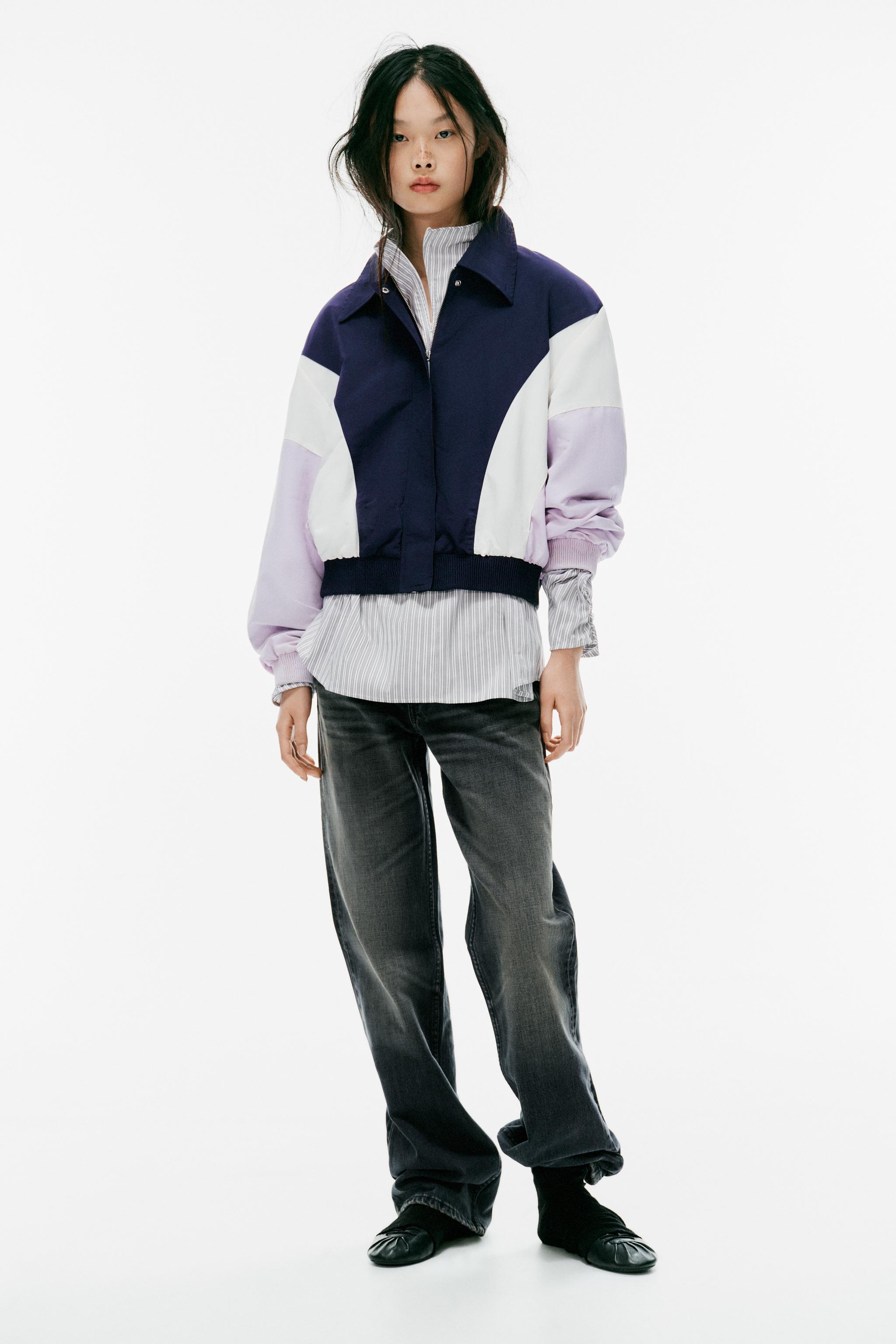 新品・未使用　ZARA コンビ素材ボンバージャケット コンビボンバージャケット - ネイビーブルー | ZARA Japan / 日本