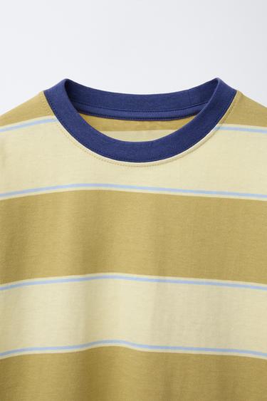 T-SHIRT À RAYURES ET ÉTIQUETTE - Jaune de Zara - Image 2