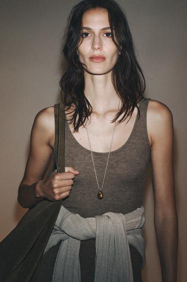 LONG STRAPPY DRESS - Brown marl by Zara - Image 5