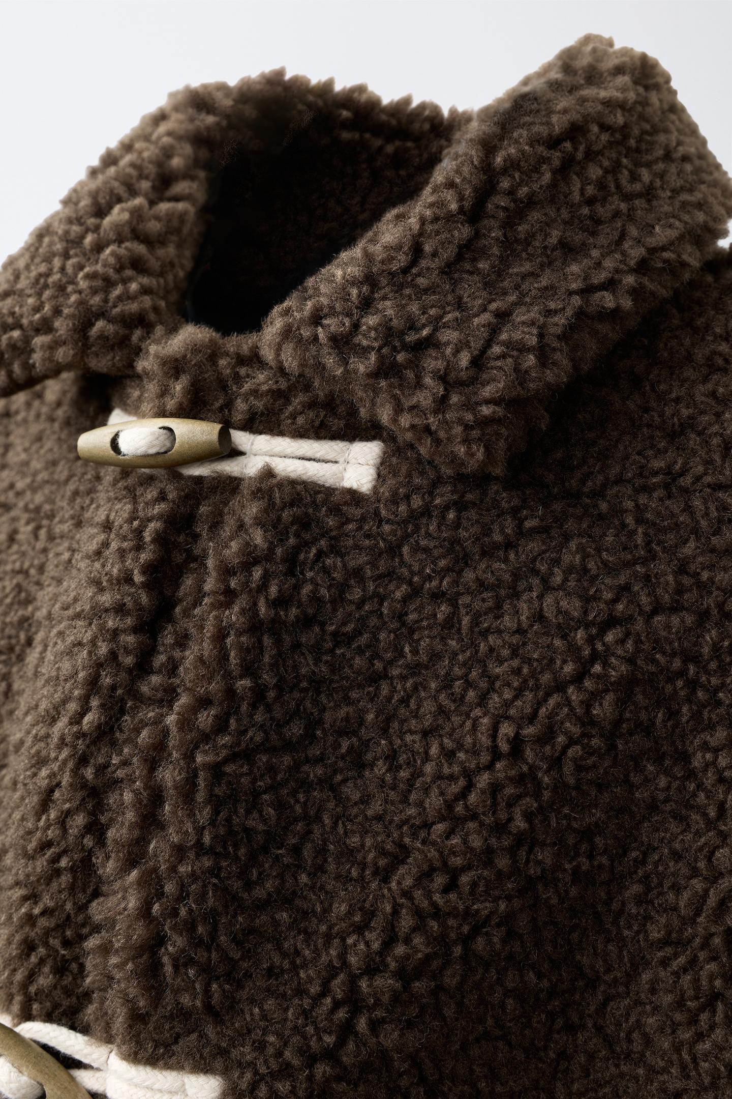 Детская куртка Zara Shearling with Frog Fastening, цвет: Тёмный коричневый — фото 5