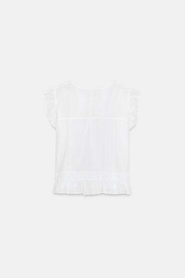 LACE TRIM RUFFLED BLOUSE - White by Zara - Image 6