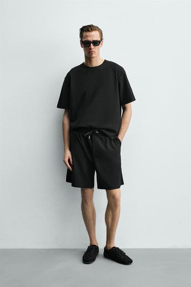 Zara SPORTSKE BERMUDE OD STRUKTURIRANE TKANINE – Crna – Slika 0