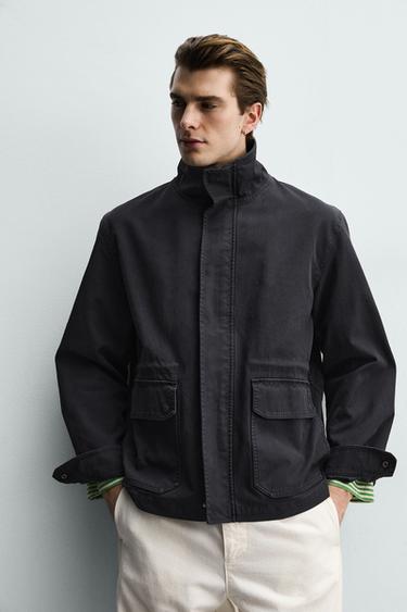 PARKA REGULAR FIT EN COTON - Bleu marine foncé de Zara - Image 4