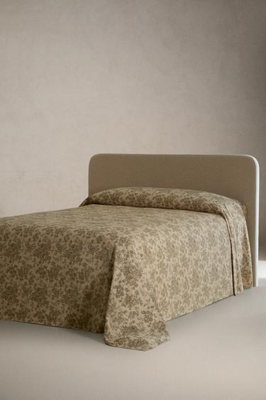 FLORAL COTTON AND LINEN QUILT - Light beige by Zara - Image 1