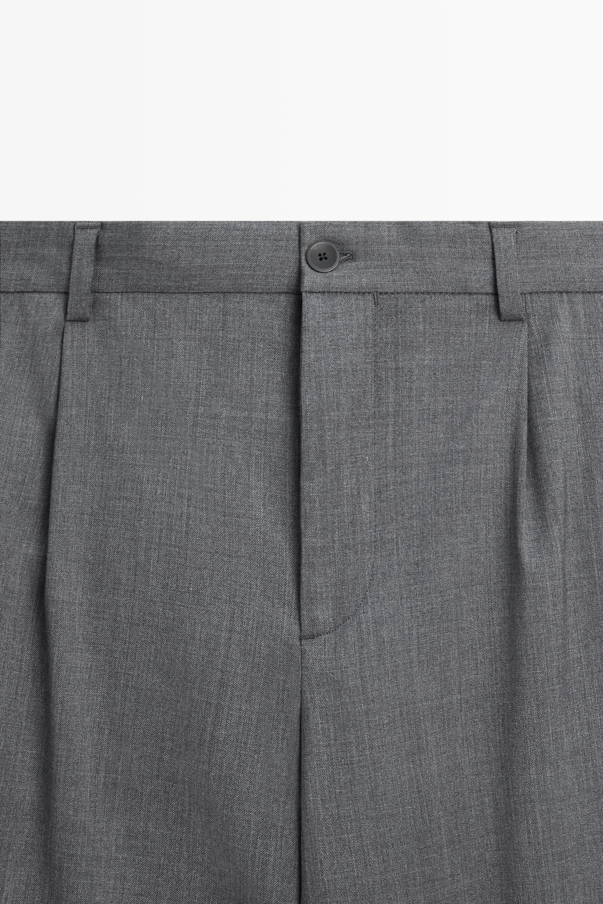Pantalon à pinces en mélange de laine froide