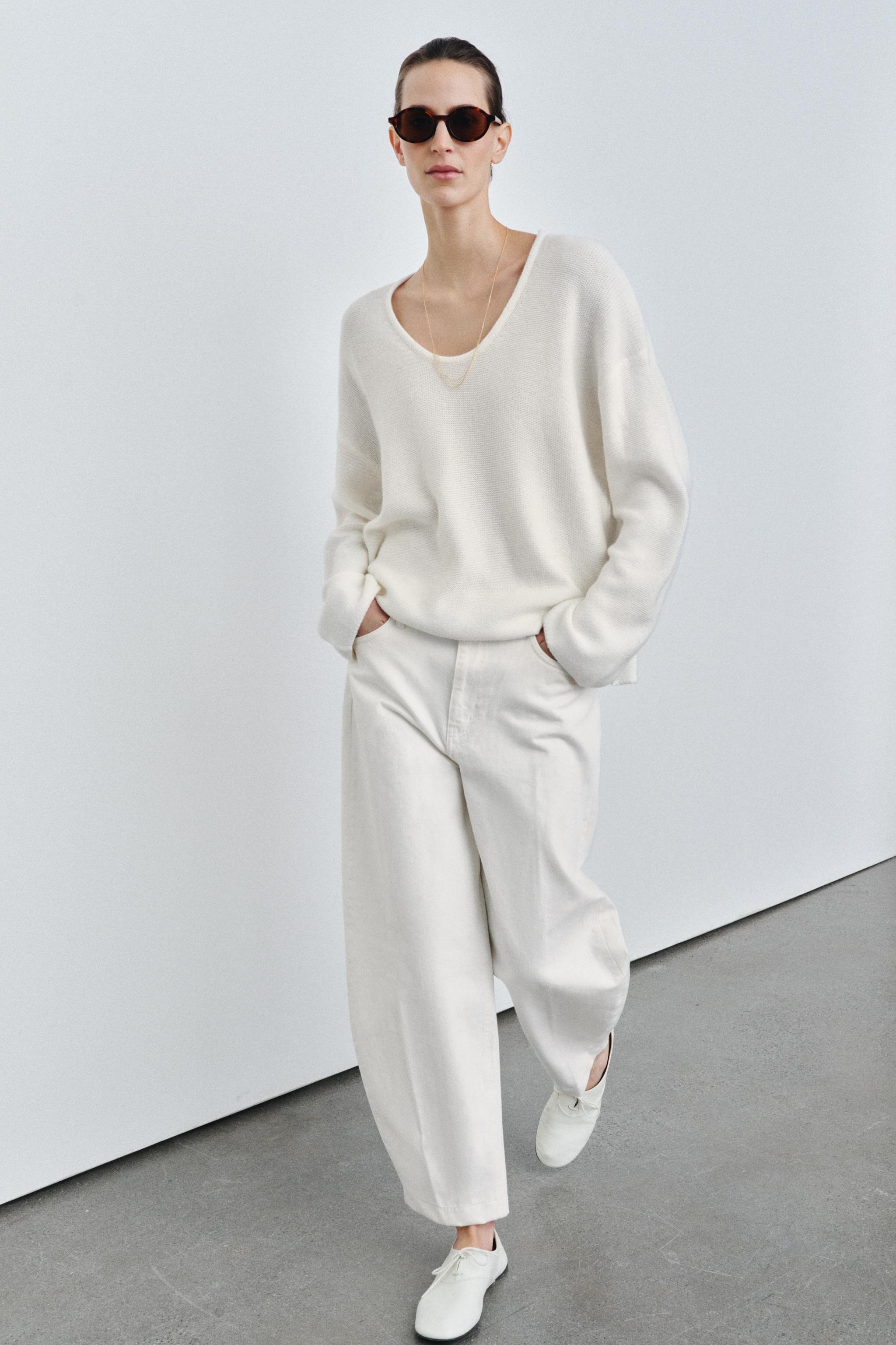 ZW COLLECTION バレルハイウエストデニムパンツ - ホワイト | ZARA