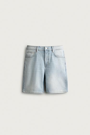 BERMUDA EN JEAN REGULAR FIT - Bleu clair de Zara