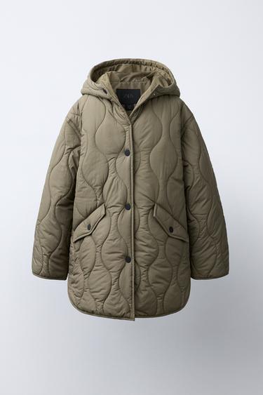 CAZADORA ACOLCHADA CAPUCHA WATER REPELLENT - Verde medio de Zara