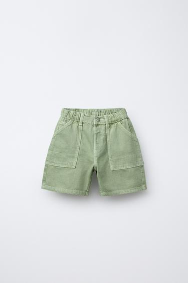 WORKER TWILL BERMUDA SHORTS - Green by Zara